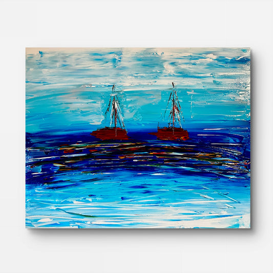 Sailboats  - 16"X20" Abstract Painting